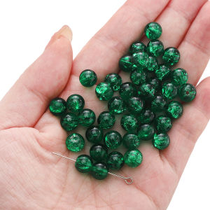 50pcs Glass Beads 8mm Inner Cracked Round Loose Spacer Beads For DIY Bracelet Necklace Earring Jewelry Making Craft Accessories