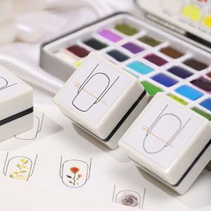 OMQAIO Square Type Portable Drawing Painting Watercolor Hand-painted Tool Manicure Salon Tool Seal Ink Nail Template Stamp Nail Practice Seal Mold Beginners