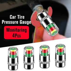 4pcs Car Tire Pressure Gauge Monitor Valve Stem Tire Valve Cap Sensor Indicator 3 Color Alert Tpms Car Diagnostic Tool Kit Car Accessories