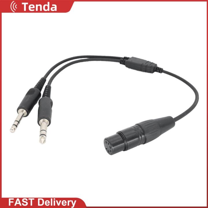 Airbus XLR To GA Dual Plug Pin Headset Adapter Cable Black