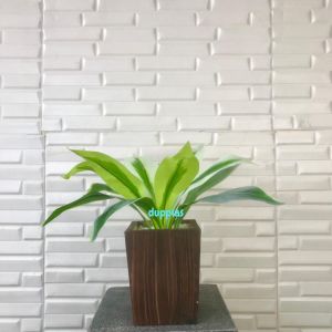Tanaman Hias Daun Pandan Bali X12 Plastik Artificial Pot Kotak Motif Kayu Pajangan Dekorasi Ruangan