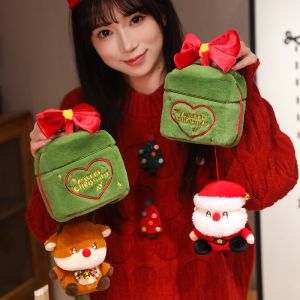 JOJO CASTLE 2025 Christmas Santa Claus Snowman in Gift Box Plush Toys Stuffed 2 in 1 Xmas Festival Doll Baby Christmas Gifts for Children Kids Girls Party Deco 圣诞礼物 圣诞老人