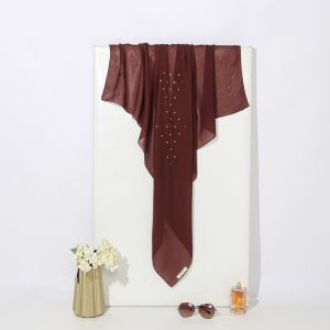 Jilbab Segi Empat Swarovski Payet Mutiara indah berkilau Jait Tepi Mewah