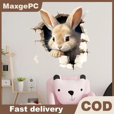 MaxgePC สติกเกอร์ติดผนังรูปการ์ตูนกระต่าย3D สติกเกอร์แบบมีกาวในตัวสำหรับโรงเรียนห้องนอนห้องนั่งเล่นห้องรับประทานอาหารห้องครัวห้องน้ำของตกแต่ง