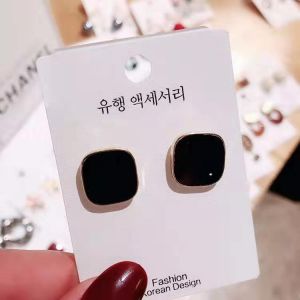 New Cute Korean Colorful Enamel Square Glaze Stud Earrings Beautiful Simple Geometric Earring Trend Jewelry for Women