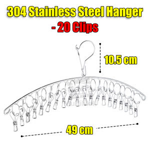 Hanger SUS304 Stainless Steel Hanger Clips – Heavy Duty Windproof and Rust-Proof Hangers For Drying | Laundry Rack with Clips | Laundry Hanger