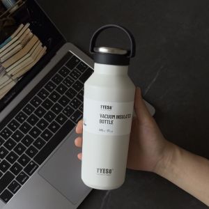 I know TYESO Large Capacity Sports Handheld Insulated Bottle 304 Stainless Steel Simple Small Mouth Cup for Car Use