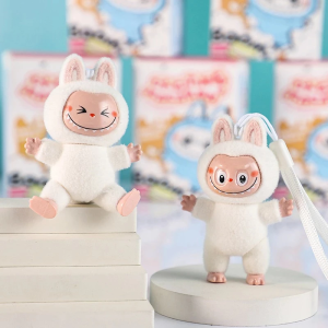 Labubu blind box doll keychain handheld bag pendant kawaii hand and foot movable doll with case 10CM