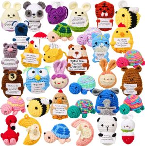 Mini Crochet Positive Handmade Emotional Support Energy Plush Doll Toys Gift Friend Teacher Day Birthday Xmas 正能量励志