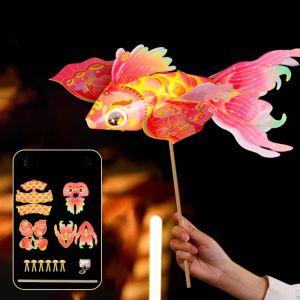 NCNC(okdeals01) 纸灯笼 paper lantern 中秋节 Handheld Handheld Fish Lantern Waterproof DIY Handmade DIY Lantern Materials Cute Blessings Mid-Autumn Festival Lantern Hanfu Accessories
