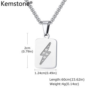 สร้อยคอพร้อมจี้ฟ้าผ่ารูปทรงเรขาคณิตเหล็กกล้าไร้สนิม Kemstone สำหรับผู้ชาย