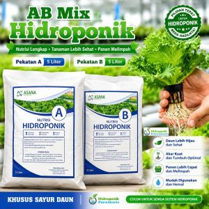 Nutrisi Hidroponik AB Mix Murah Sayuran Daun Total Pekatan 10 Liter Untuk 1 Ton Liter Air Tandon