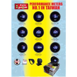 Clock Meter Gauge 52mm Auto Gauge 100% Made In Taiwan Digital Blue Led