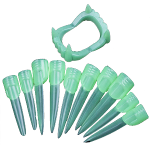 Set Kuku Gigi Palsu Halloween Drakula Vampire Halloween Glow In The Dark Plastik Eco-Friendly