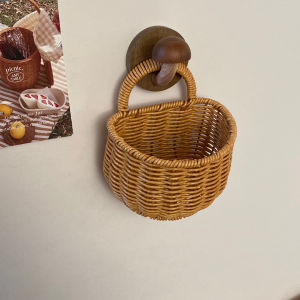 ตะกร้าเก็บหวายแบบพกพาสไตล์เรโทร