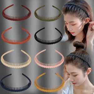 HUIHEYU Acrylic Teeth Matte Hair Hoop Non-slip Solid Color Hair Band Headdress Women