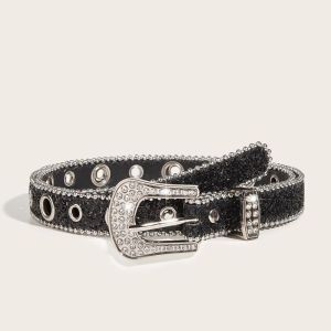 ASRV European and American Hot Girl Belt Womens Fashion Trendy Air Eye Shiny Style Western Y2g Rhinestone Buckle Wide Belt Waist Chain