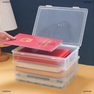 [COD] ourlove กล่องเก็บแฟ้มพลาสติกใสกล่องเก็บของทรงสี่เหลี่ยมกล่อง A4กล่องจัดระเบียบกันฝุ่นบนโต๊ะ