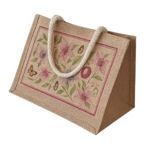 Reusable Burlap Tote Women Jute Shopping Grocery Bag with Handle Large Capacity Storage Handbag麻布袋