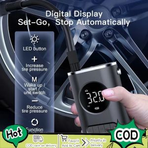 Electric Air Compressor – Rechargeable Intelligent LED Display Multifunctional Air Pump for Car Bicycle Air Beds