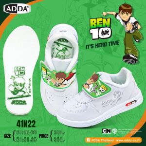 รองเท้าอนุบาลชาย ADDA  ben10 เบ็นเท็น 41A22  สีขาว 41N22 พร้อมส่ง
