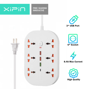 TB-21 40W Fast Charger with 2 USB Port 1 QC3.0 1 PD 20W with Safety Switch Protection Power Extension US Plug 2m