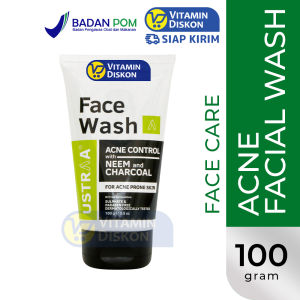 USTRAA FACE WASH ACNE CONTROL WITH NEEM AND CHARCOAL FOR MEN