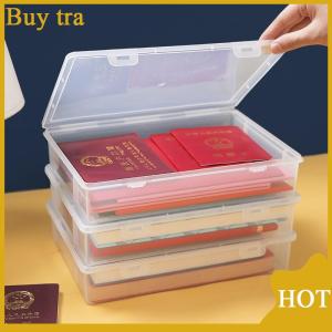 [Buytra] กล่องเก็บแฟ้มพลาสติกใสกล่องเก็บของทรงสี่เหลี่ยมกล่อง A4กล่องจัดระเบียบกันฝุ่นบนโต๊ะ