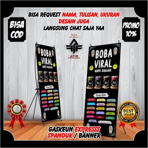 Spanduk Banner Backdrop Berdiri Es Boba Viral Kekinian / Banner Berdiri Jualan Minuman Es Boba Viral Kekinian Berkualitas Ukuran 60X160CM