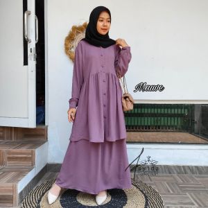 One Set Baju Kurung Melayu Dress Pesta Setelan Wanita Baju Kondangan Kekinian | Set Rok Tiara Zeina Tunik Wanita Terbaru