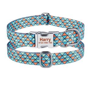 Custom Large Dog Collar Cute Print Personalized Pet Collar Nylon Puppy Dogs ID Collars Engraved Name for Small Medium Large Dog