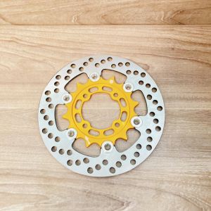 Đĩa rembo nút inox siêu sáng xài được cho các dòng xe 4 lỗ thông dụng màu vàng