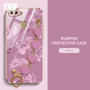 YBD Ốp Bảo Vệ Máy Ảnh Chính Xác Cho OPPO A12 A5S A7 A11K F9 Pro Vỏ Ốp Chống Rơi Mạ Phong Cách Nữ Tính Với Vòng Tay Họa Tiết Tình Yêu Dễ Thương