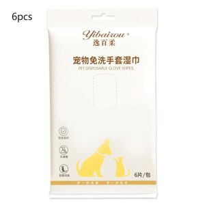 6Pcs Pet Care Wet Gloves For Pet / Pet Wipes Gloves / Wipes Kucing Penghapusan Bau