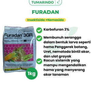 Furadan 3GR 1kg Insektisidaa Nematisida Pengendali Hama Tanaman Kemasan Pabrik Uret Pada Akar