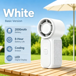 Mini Handheld Fan JF157 Portable USB Rechargeable Digital Display 199 Speed Adjustable Strong Wind Cooling Fan for Travel Office Outdoor