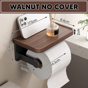 Worthbuy Solid Wood Tissue Paper Roll Holder Pemegang Tisu Tandas Wall Mount Toilet Paper Storage Rack Tissue Dispenser