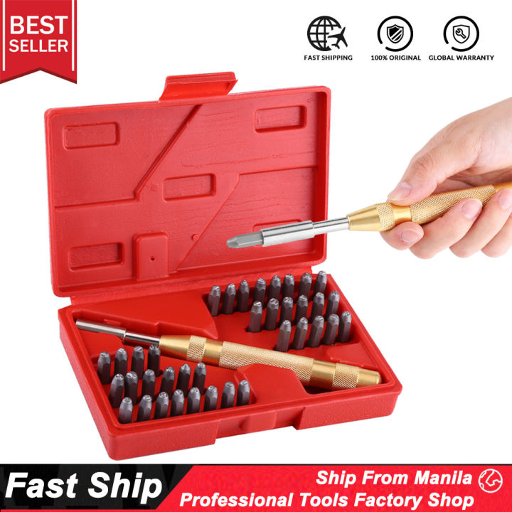 38-Piece Metal Stamp Set: Letters A-Z & Numbers - Auto Punch Kit For Jewelry & Metal