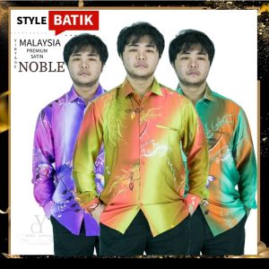Cy Cy1006 Kemeja Batik Lelaki Malaysia Vintage Satin/Batik Shirt/Formal Wear/Wrinkle Free/Long Sleeve/Lengan Panjang