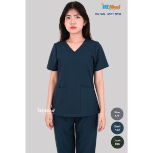 Bộ quần áo y tế/ Bộ scrub Nam/NỮ MÀU XANH NAVI- chất cotton cao cấp mềm mại thấm hút mồ hôi dành cho bác sĩ- HEMed