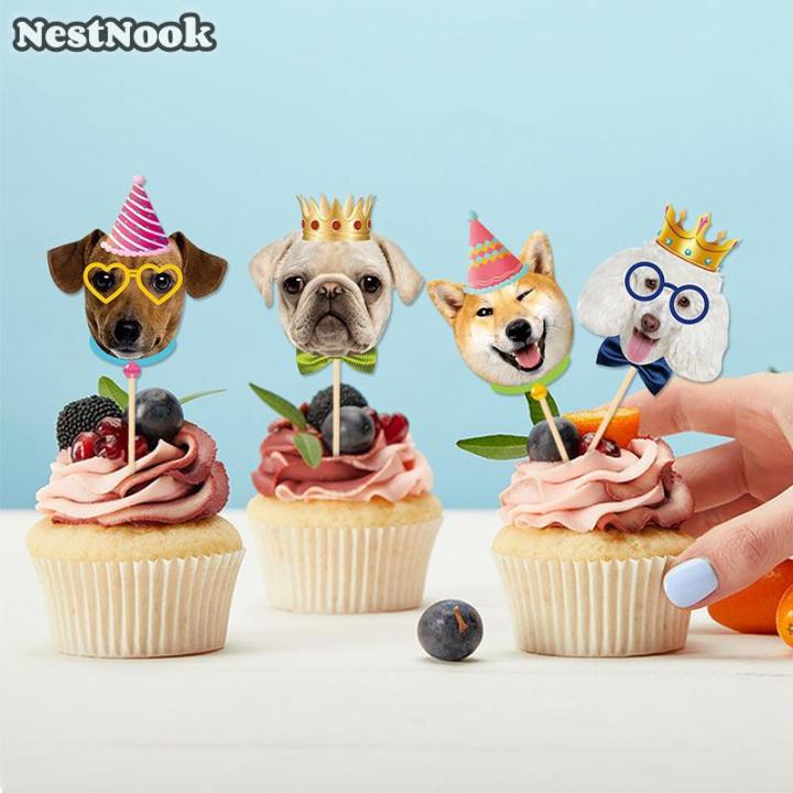 NestNook 8pcs Dog Cupcake Decoration Cute Pet Dog Themed