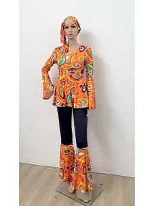 60s 70s Retro Hippie Go Go Girl Disco Costume Fancy Dress Hen Xmas Party Female Halloween Party Retro Disco Dress Up Didsfraz