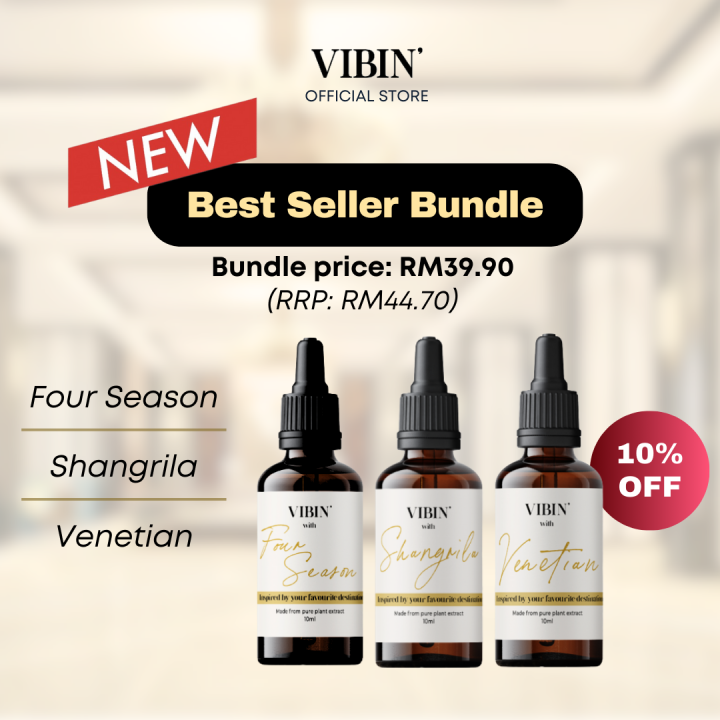 VIBIN' 5 Star Hotel Essential Oil Water Soluble Therapeutic Grade Aromatherapy Humidifier Diffuser (Best Seller Bundle)