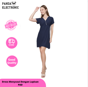 Dress Ibu Menyusui Dengan Lapisan PAD Dan Kancing Hidup breastfeeding Dress Premium Bahan Stech Dan Big Size