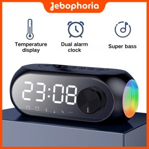 Bluetooth Speaker Wireless with RGB dual Alarm Clock LED HiFi Super Bass Subwoofer Music Player Desktop FM Radio