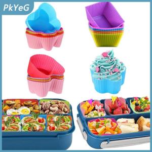 PkYeG 8pcs Silicone Hộp Ăn Trưa ngăn cho trẻ em trẻ em trường thực phẩm ngăn cho Bento hộp Silicone cupcake lót khuôn nướng công cụ