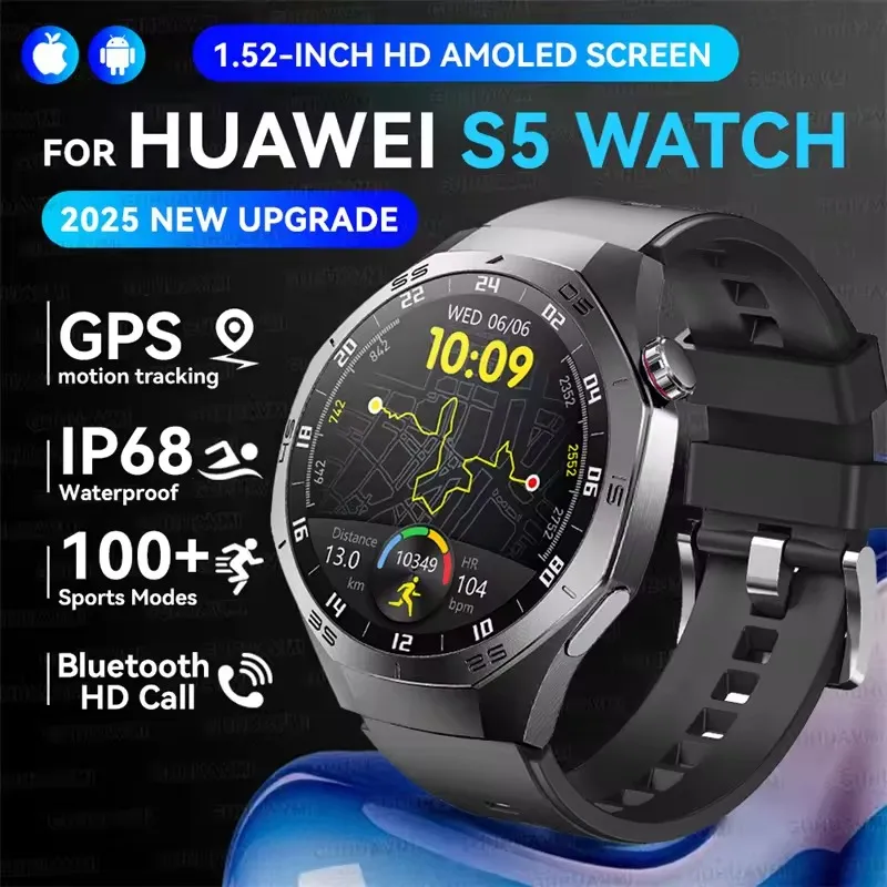 New For Huawei GT5 Pro Smart Watch Men HD AMOLED Screen GPS Motion