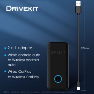 DRIVEKIT Wireless Car Carplay/Android Auto Adapter AI Box 2 in 1 Original Car Wired to Wireless Adapter Dongle Plug & Play