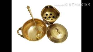 brass Byfa F1126 ชุดหม้อชุป 3 ชิ้น หม้อซูปทองเหลือง ชุดหม้อซูป ทองเหลืองตอกลาย หม้อทองเหลือง ชุดจิ้มจูมทอง