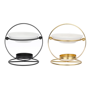 Metal Circle Frame Essential Oil Burners with Ceramics Dish for Efficient and Elegant Aromatherapies Diffuser Decoration